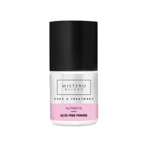 Primer Nutriente 11 ml de Mistero Milano con vitamina E y provitamina B5 para mejorar la adherencia del gel, acrílico, polygel y esmaltado permanente.